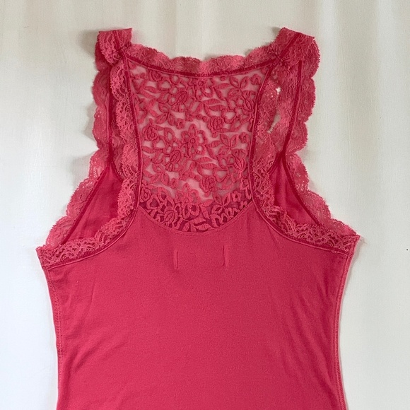 Y2K Abercrombie Fitch Lace Trim Fitted Women Large Tank Top Logo Indie Romantic - Picture 6 of 13